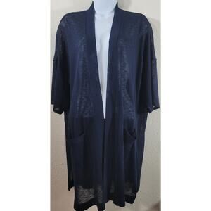 Chico's Navy Blue Open Front Cardigan Sweater 1 Medium New With Tags Lightweight